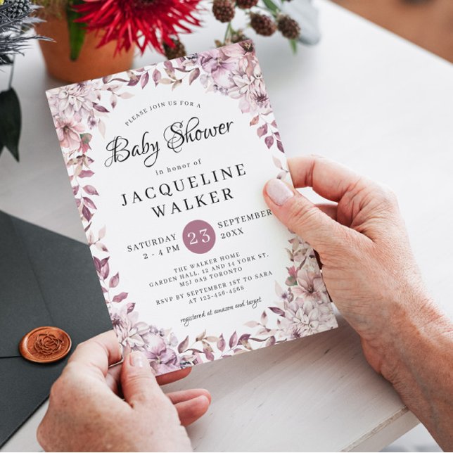 Invitación Autumant Elegant Purple Foliage Baby Shower (Subido por el creador)