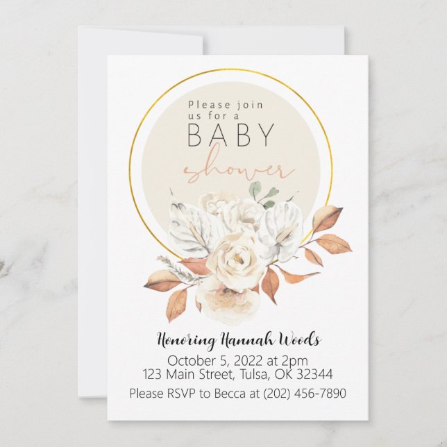 Invitación Autumn Aesthetic Fall Baby Shower (Anverso)