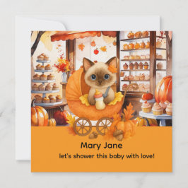 Invitación Autumn Baby Shower para los amantes del gato
