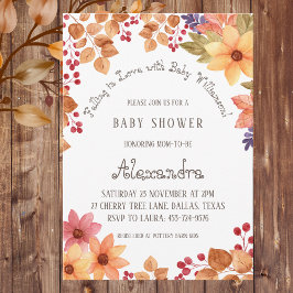 Invitación Autumn Boho Floral cae al amor Baby Shower