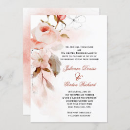 Invitación Autumn Boho Marsala Burgudy Boda Floral Rubor