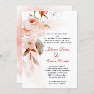 Invitación Autumn Boho Marsala Burgudy Boda Floral Rubor
