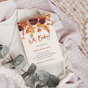 Invitación Autumn Boho Wildflowers Oh Baby   BABY SHOWER
