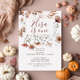 Invitación Autumn Boho Wildflowers Primer cumpleaños Fiesta I