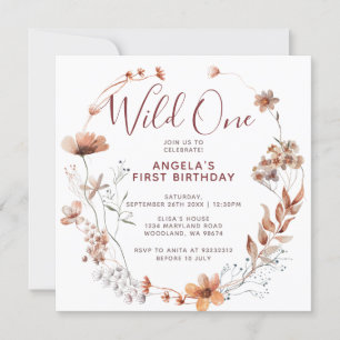 Invitación Autumn Boho Wildflowers Primer cumpleaños Fiesta I
