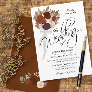 Invitación Autumn Bouquet Elegant Watercolor Rosa Boda
