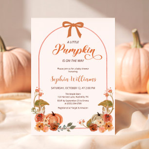 Invitación Autumn Bow Little Pumpkin Baby Shower