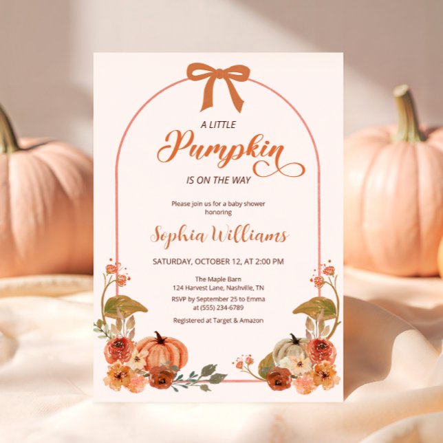 Invitación Autumn Bow Little Pumpkin Baby Shower (Subido por el creador)