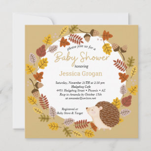 Invitación Autumn Brown Hedgehog Baby Shower