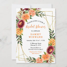 Invitación Autumn Burgundy and Orange Flowers
