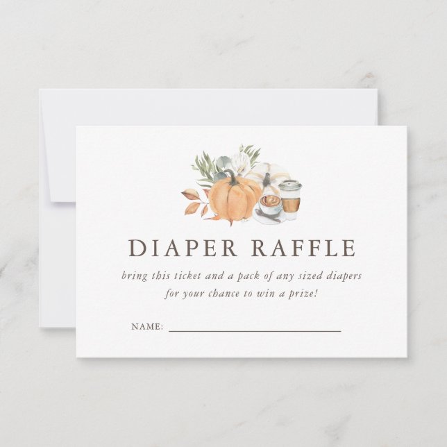 Invitación Autumn Coffee Baby Shower | Diaper Raffle (Anverso)