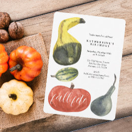 Invitación Autumn Colorful Watercolor Pumpkins Birthday Party