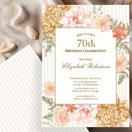 Invitación Autumn Colors Floral 70th Birthday Invitation