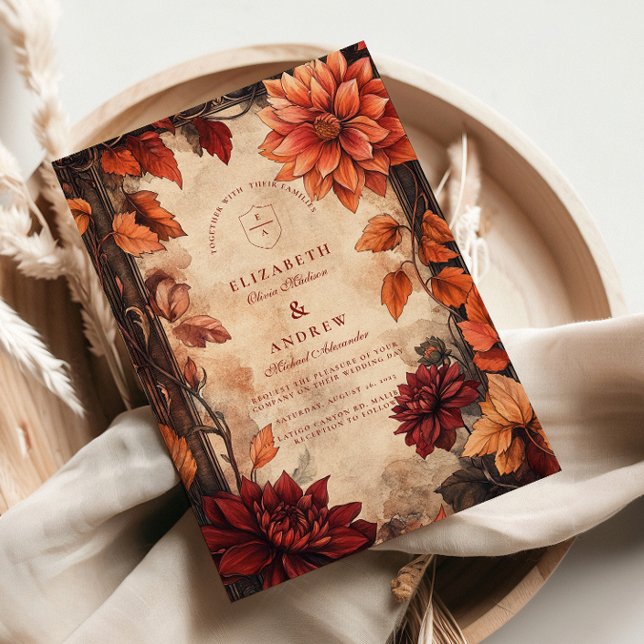 Invitación Autumn Dahlia Elegance Boda (Subido por el creador)