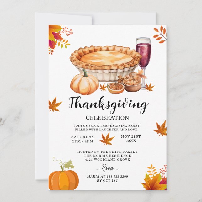 Invitación Autumn deja Fiesta de la cena de Acción de Gracias (Anverso)