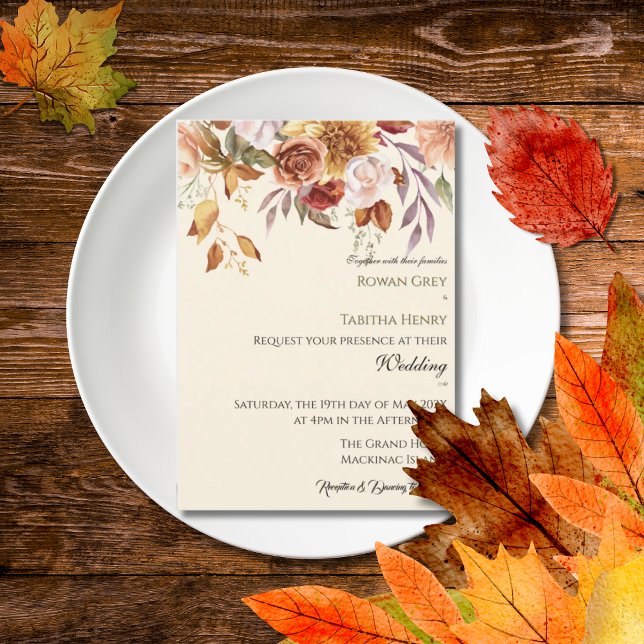 Invitación Autumn Elegance Fall Watercolor Floral Wedding  (Subido por el creador)
