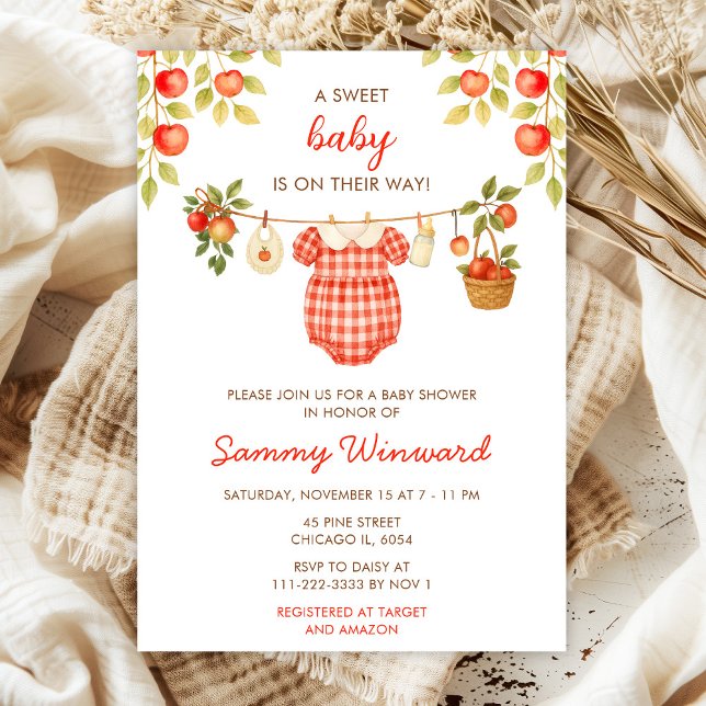 Invitación Autumn Fall Apple Clothes Line Baby Shower (Subido por el creador)