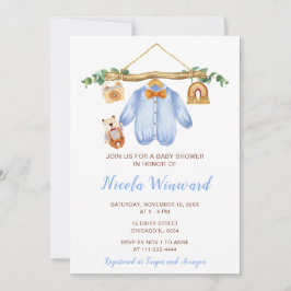 Invitación Autumn Fall Clothes Line Boy Baby Shower