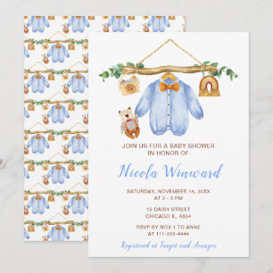 Invitación Autumn Fall Clothes Line Boy Baby Shower