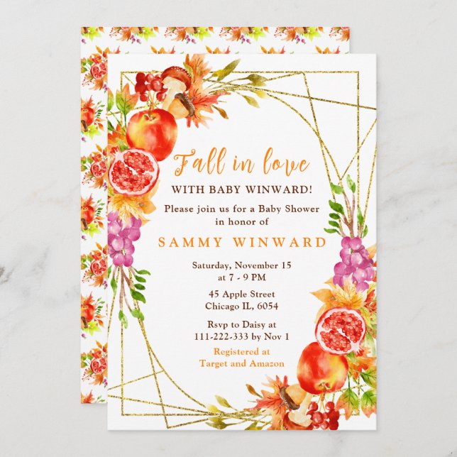 Invitación Autumn Fall Harvest Baby Shower (Anverso / Reverso)