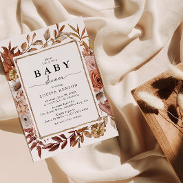 Invitación Autumn Fall Watercolor Floral Baby Shower
