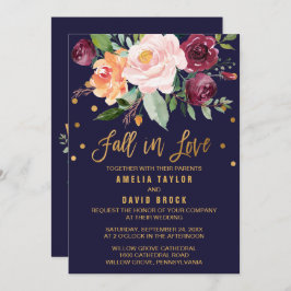 Invitación Autumn Floral | Boda De Caída En El Amor