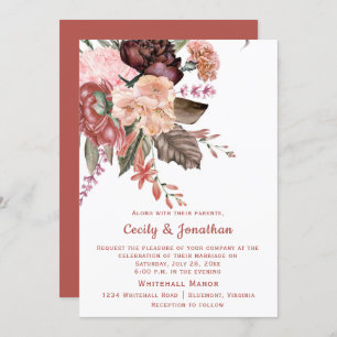Invitación Autumn Floral Bouquet Boda  