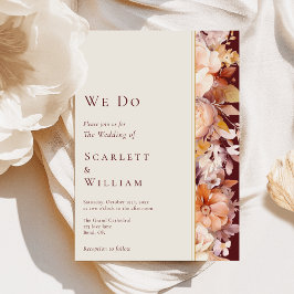 Invitación Autumn Floral Burgundy Cream Modern We Do Boda