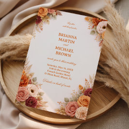 Invitación Autumn Floral Elegant Frame