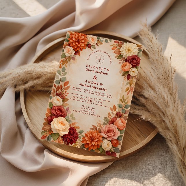 Invitación Autumn Floral Romance Wedding (Subido por el creador)