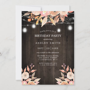 Invitación Autumn Floral Watercolor String Lights