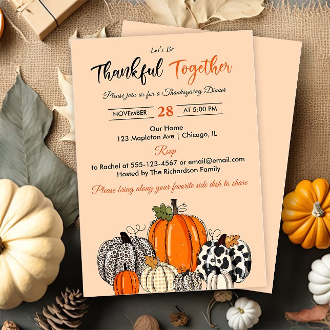 Invitación Autumn Fumpkin Agradecido juntos (Subido por el creador)