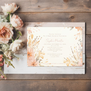 Invitación Autumn Garden Fall Watercolor Flower Baby Shower