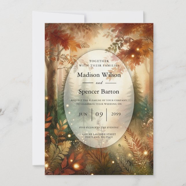 Invitación Autumn Glow in the Enchanted Forest Wedding (Anverso)