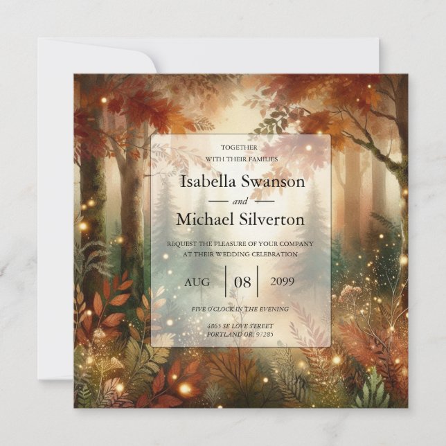 Invitación Autumn Glow in the Enchanted Forest Wedding (Anverso)