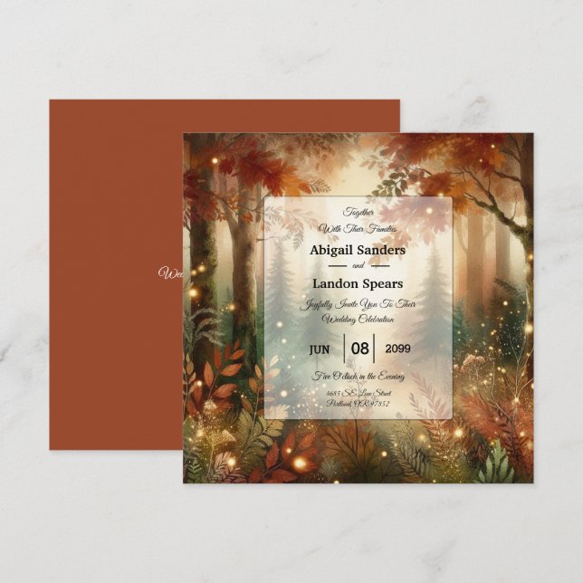Invitación Autumn Glow in the Enchanted Forest Wedding (Anverso / Reverso)