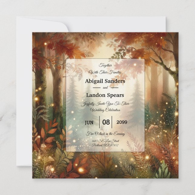 Invitación Autumn Glow in the Enchanted Forest Wedding (Anverso)