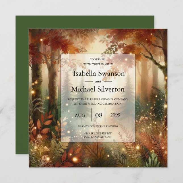 Invitación Autumn Glow in the Enchanted Forest Wedding (Anverso / Reverso)