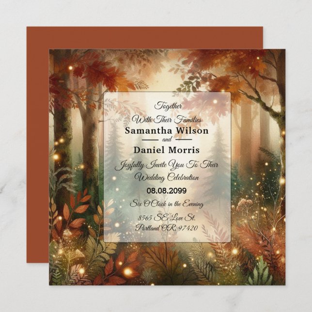 Invitación Autumn Glow in the Enchanted Forest Wedding (Anverso / Reverso)