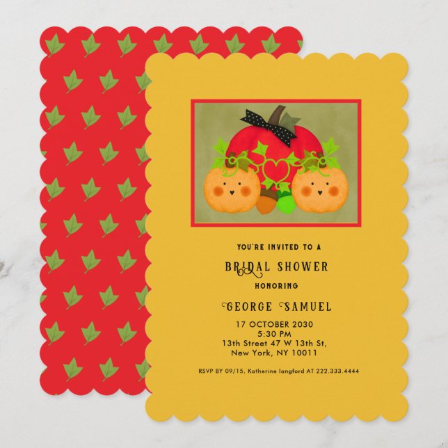Invitación Autumn Halloween Best Bridal Shower (Anverso / Reverso)