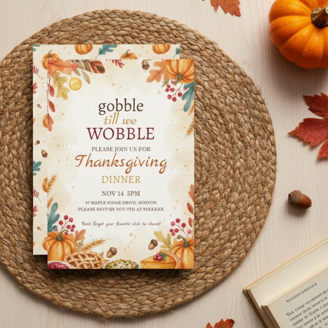 Invitación Autumn Harvest Thanksgiving Dinner Invitation (Harvest Thanksgiving Invite)