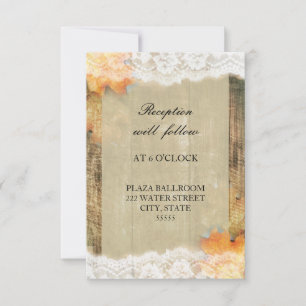 Invitación Autumn Lace Rustic Recepción Card