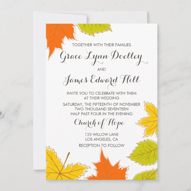Invitación Autumn Leaves Boda (Anverso)