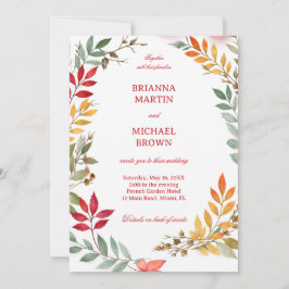 Invitación Autumn Leaves Botanical Frame