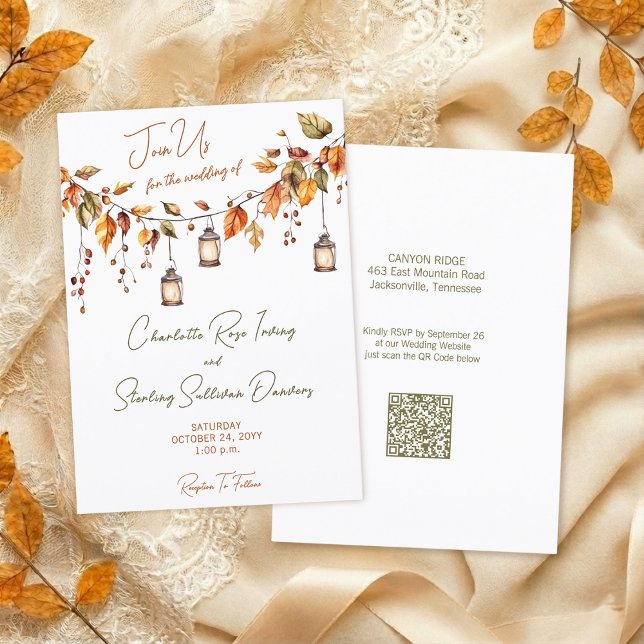 Invitación Autumn Leaves Rustic Watercolor Elegant Script (Subido por el creador)