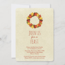 Invitación Autumn Leaves Thanksending Wreath