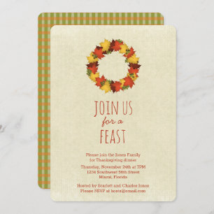 Invitación Autumn Leaves Thanksending Wreath