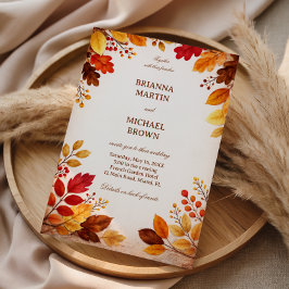 Invitación Autumn Leaves Warm Botanical