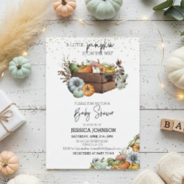 Invitación Autumn Little Pumpkin Watercolor Baby Shower