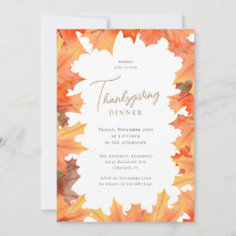 Invitación Autumn Maple deja cena de Acción de Gracias